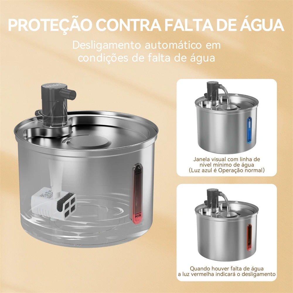 Newpet Fontaine à Eau Chat & Chien 3L – Inox Automatique Ultra Silencieuse | Distributeur avec Filtre