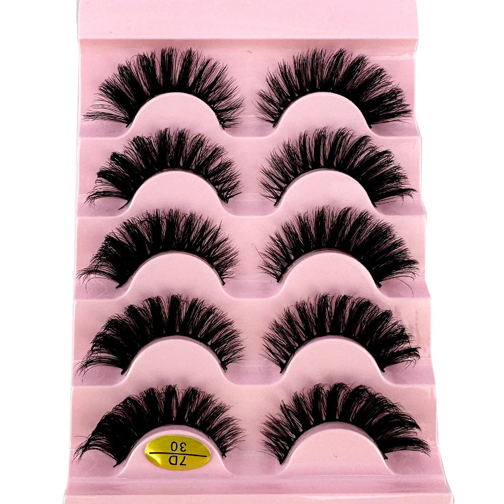Faux Cils Cat Eye 3D – Lot 5 Paires | Manga Wispy Naturels Courbe D