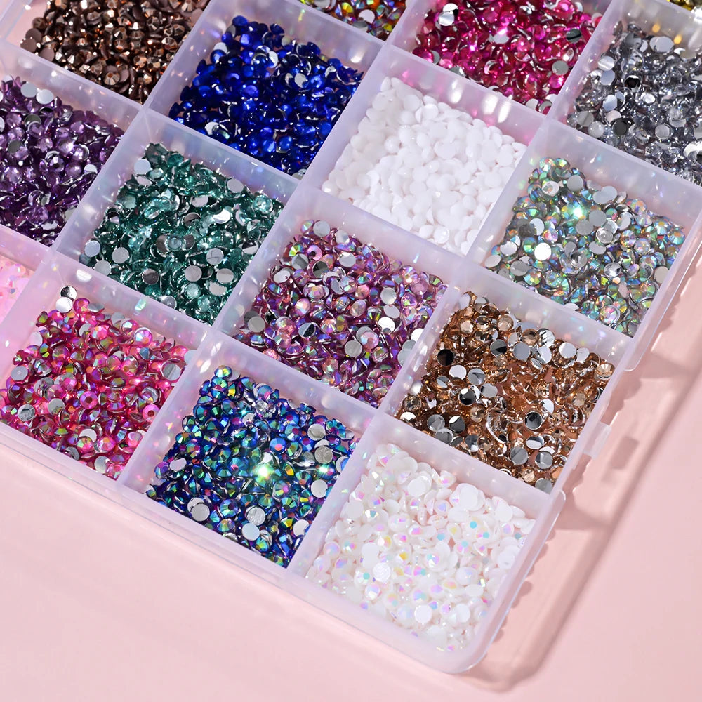 Strass Nail Art 3D Colorés – Diamants Plats Ronds | Déco Ongles DIY