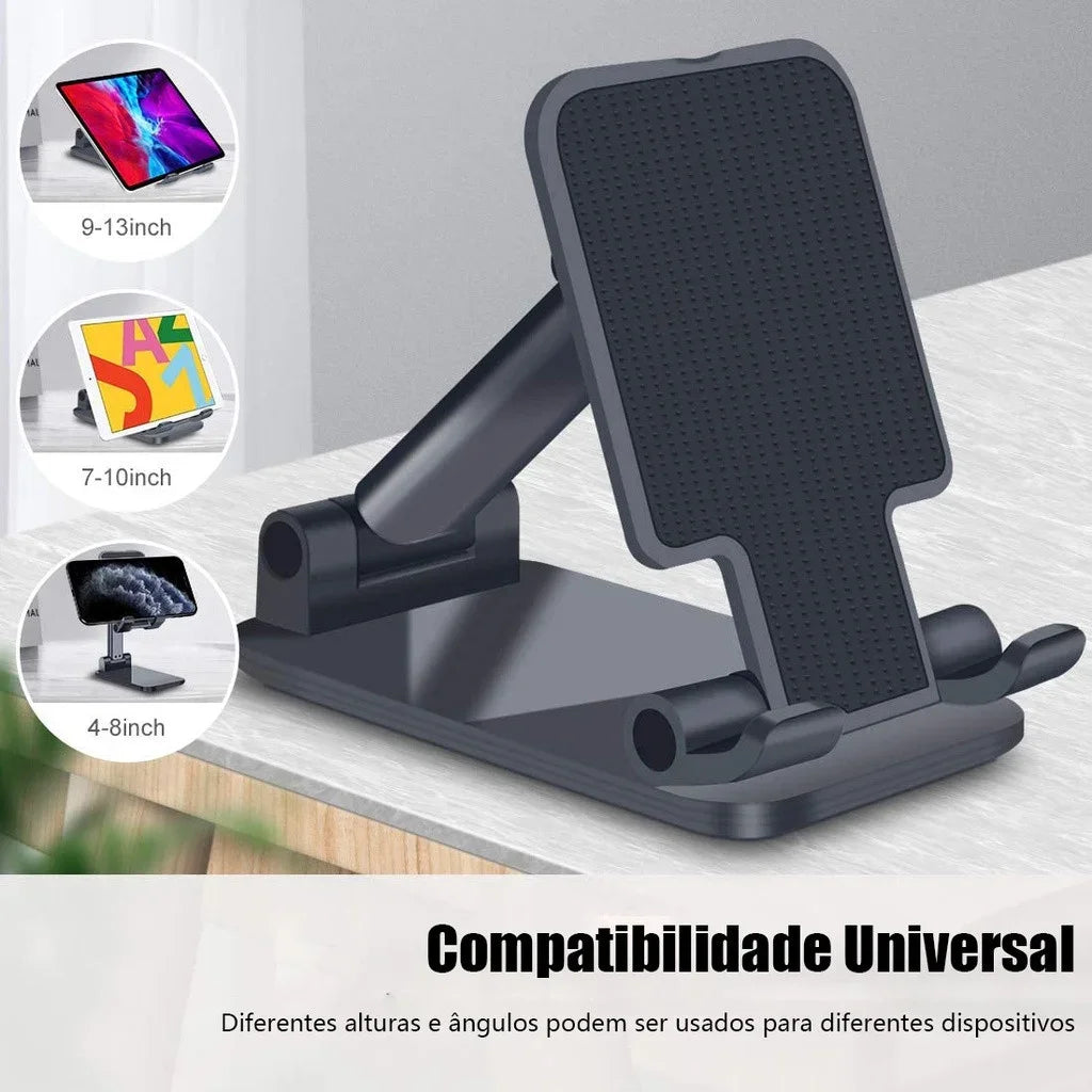 Suporte Dobrável Ajustável Para Celular Tablet Preto Branco Universal Para Mesa Cama Estável Prático