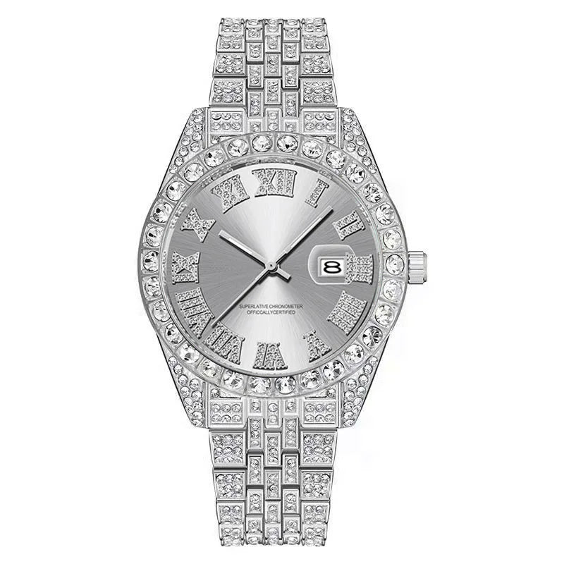 Montre Homme Hip Hop Diamant Fashion Bracelet Alliage Dorée Luxe Date Quartz Tendance Streetwear Bling | Montre Hip Hop Diamant Dorée Premium