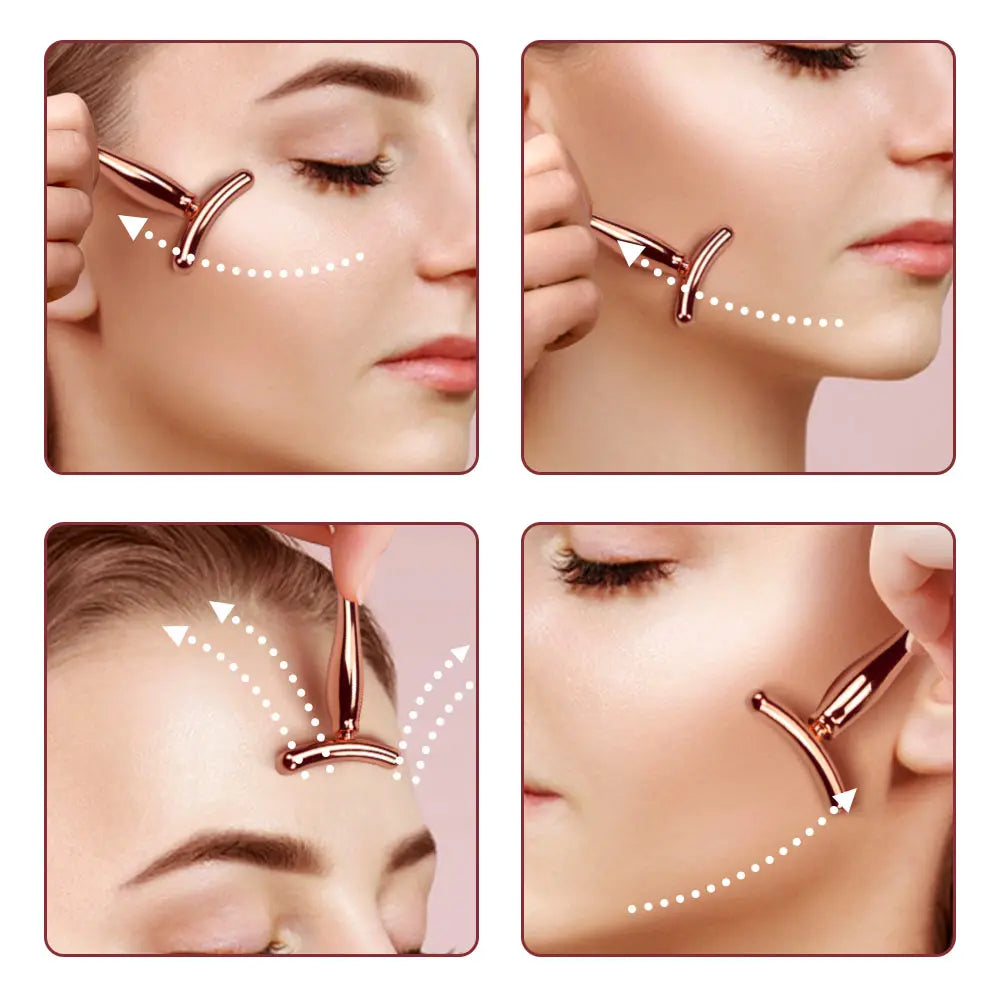 Stick Masseur Visage & Yeux 2-en-1 – Applicateur Crème Anti-Rides & Cernes | Lifting Facial | Spatule & Mini Cuillère Skincare