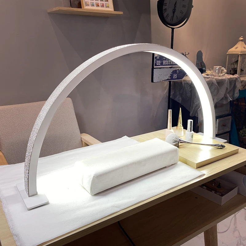 Lampe Annulaire LED Demi-Lune Bureau – Luminosité Réglable Salon Cils Tatouage Ongles | Lampe Maquillage Professionnel