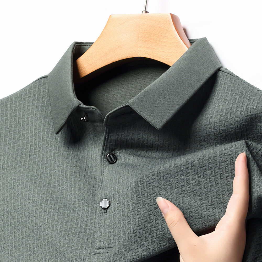 Polo Homme Manches Longues Ajourné Respirant Business Fashion Golf Élégant Grande Taille 4XL Intemporel Confortable – Polo Ajourné Premium Manches Longues Golf | Mode Homme Business Golf Premium