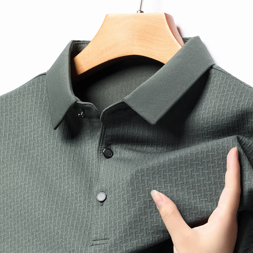 Polo Homme Manches Longues Ajourné Respirant Business Fashion Golf Élégant Grande Taille 4XL Intemporel Confortable – Polo Ajourné Premium Manches Longues Golf | Mode Homme Business Golf Premium