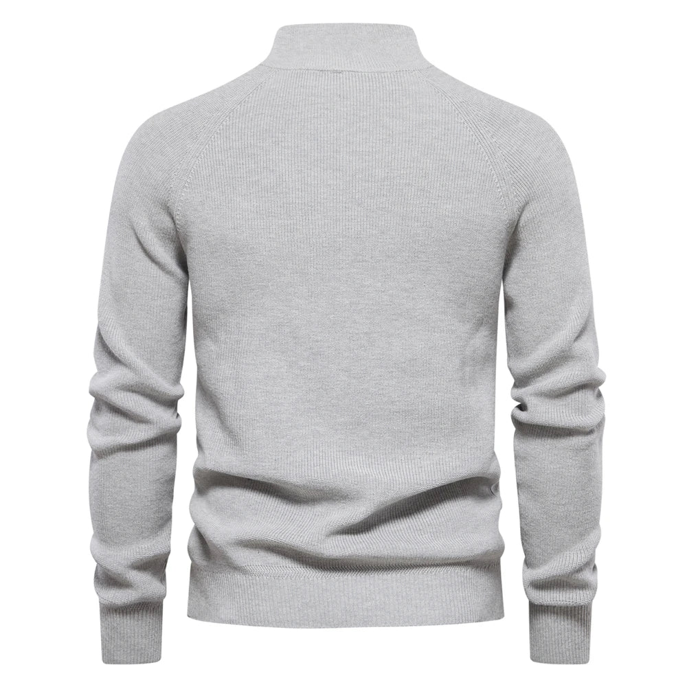 Cardigan Homme Coton Zippé Col Montant Chaud Tricoté Automne Hiver Casual Fashion Social Pull Élégant Confortable – Gilet Tricot Premium Tendance | Mode Homme Premium