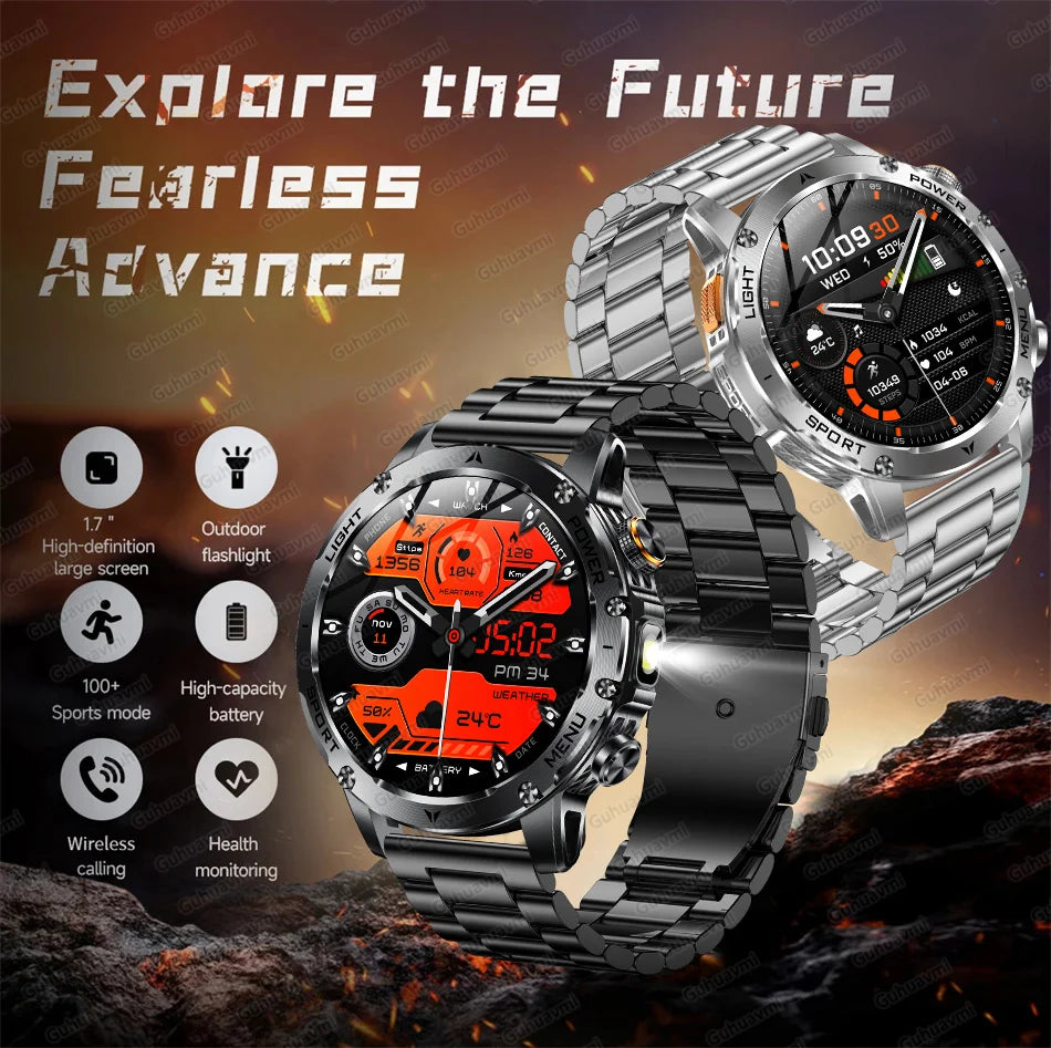 Smartwatch Militaire Homme GPS NFC 3ATM – Montre Connectée Bluetooth 1.7" HD 1000mAh Étanche