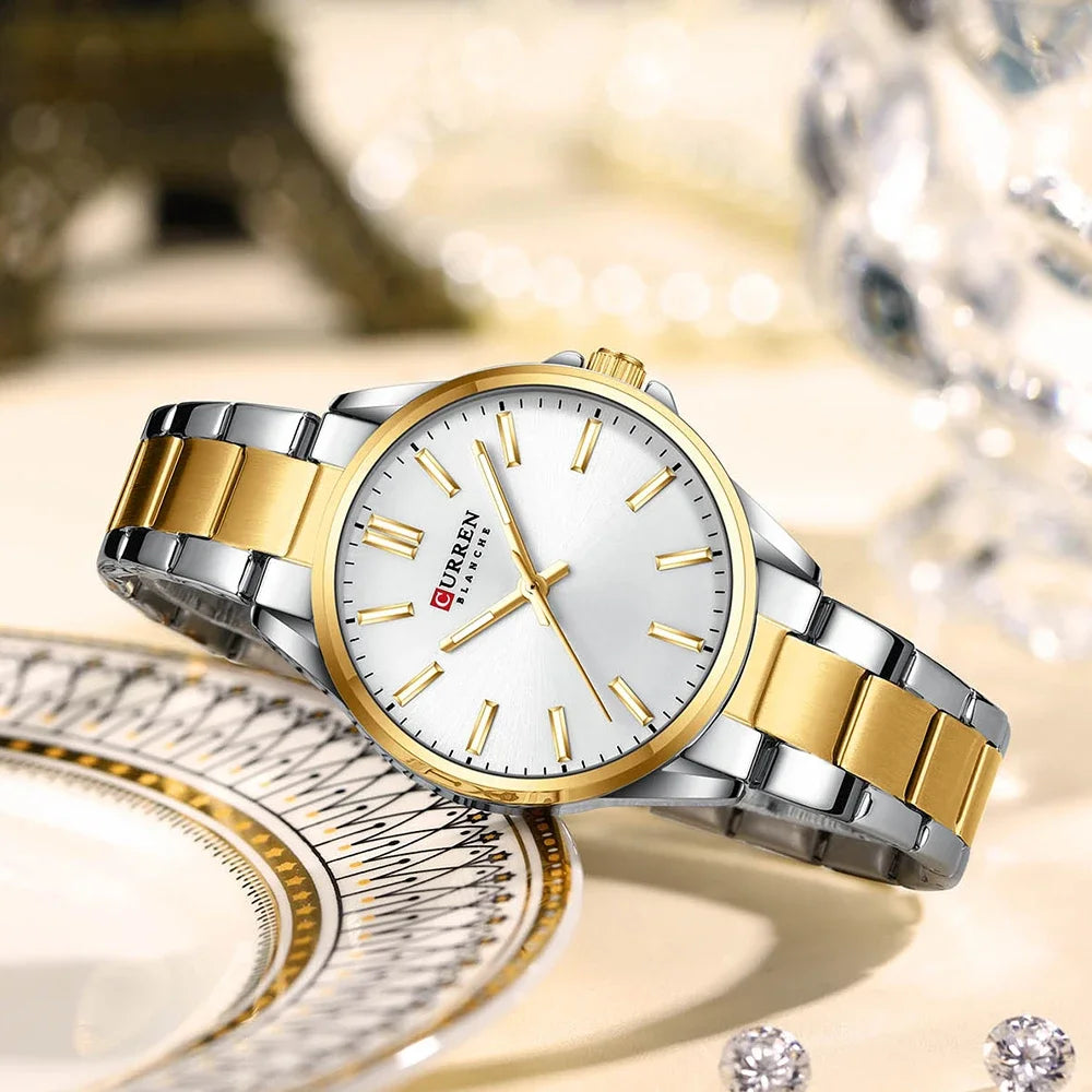 Montre Femme CURREN Fashion Casual Quartz – Acier Inoxydable Cadran Rond Simple Élégante