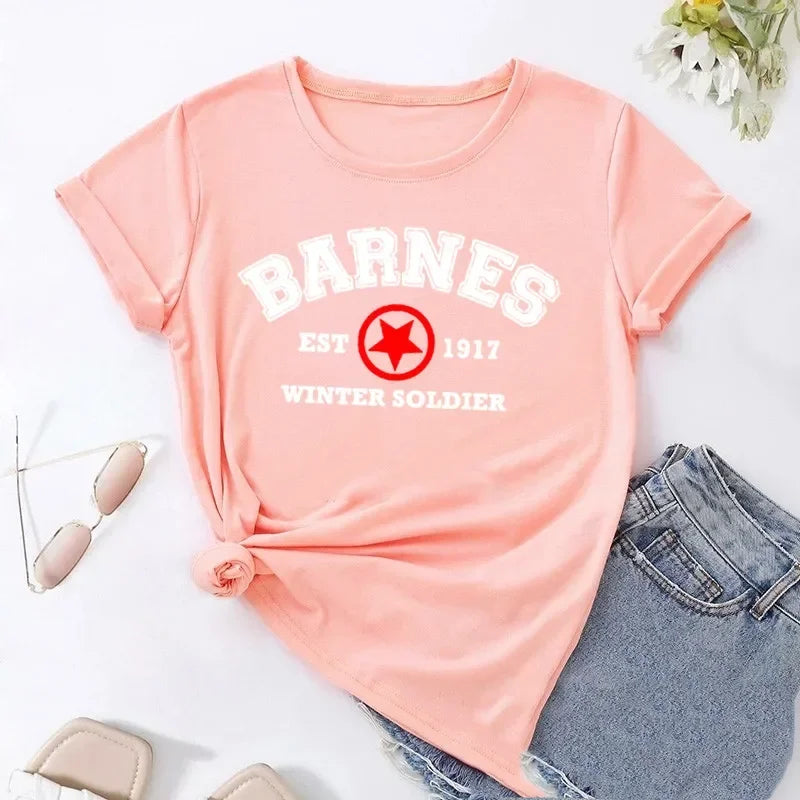 T-Shirt Femme Barnes 1917 Vintage Winter Soldier Bucky Barnes Manches Courtes – Fan Marvel | Été