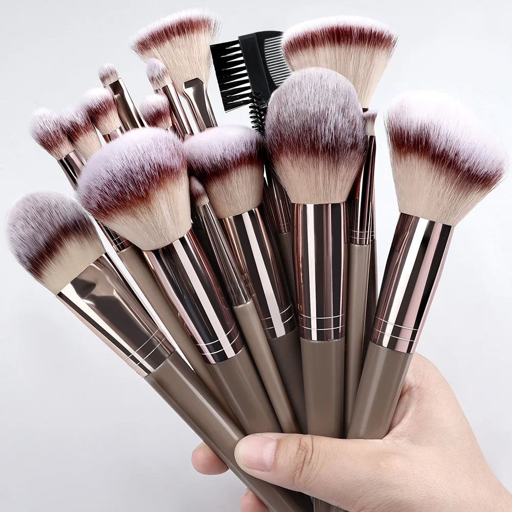 Set Pinceaux Maquillage Professionnel 1 à 20 Pcs – Blush, Highlighter, Fond de Teint & Fard | Ultra-Doux Femme
