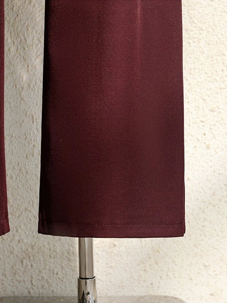 Pantalon Femme Large Taille Haute Élégant Poches Bureau – Bordeaux Noir Gris | Mode Chic & Tendance