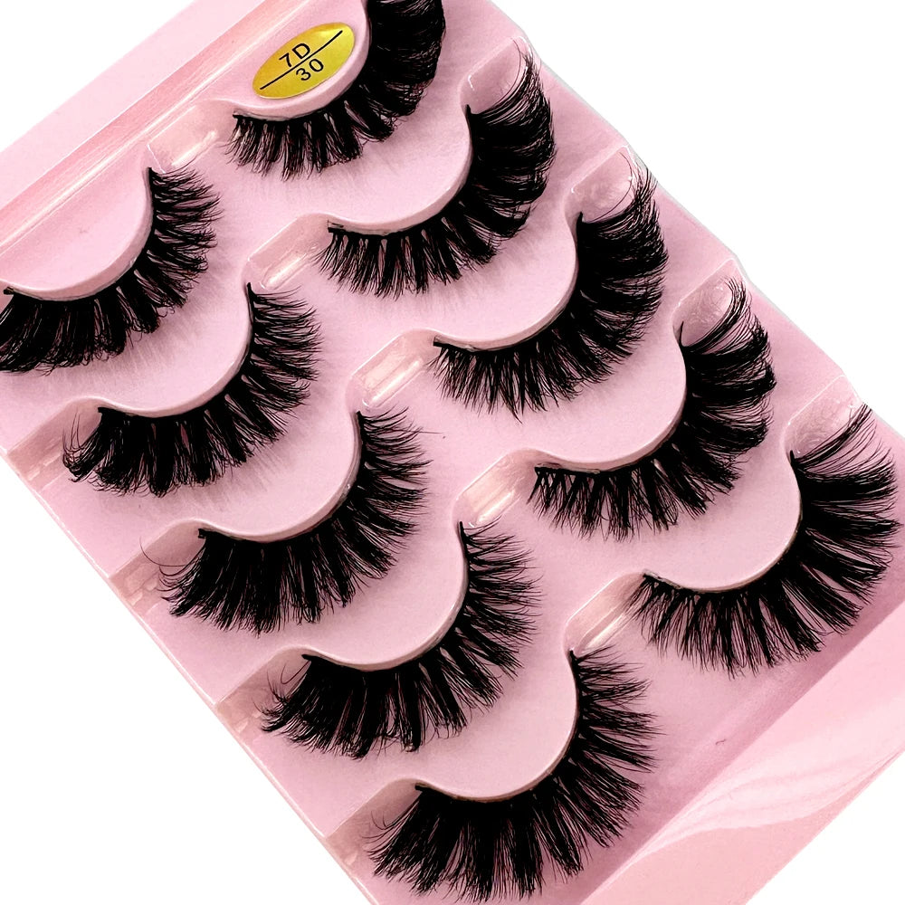 Faux Cils Cat Eye 3D – Lot 5 Paires | Manga Wispy Naturels Courbe D