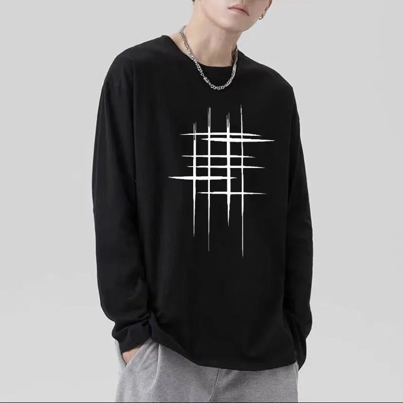 T-Shirt Homme Oversize Manches Longues Croix d'Épines Dark Hip-Hop Y2K Gothic Streetwear Été Tendance – Tee Graphique Dark Aesthetic Unisexe | Mode Streetwear Premium