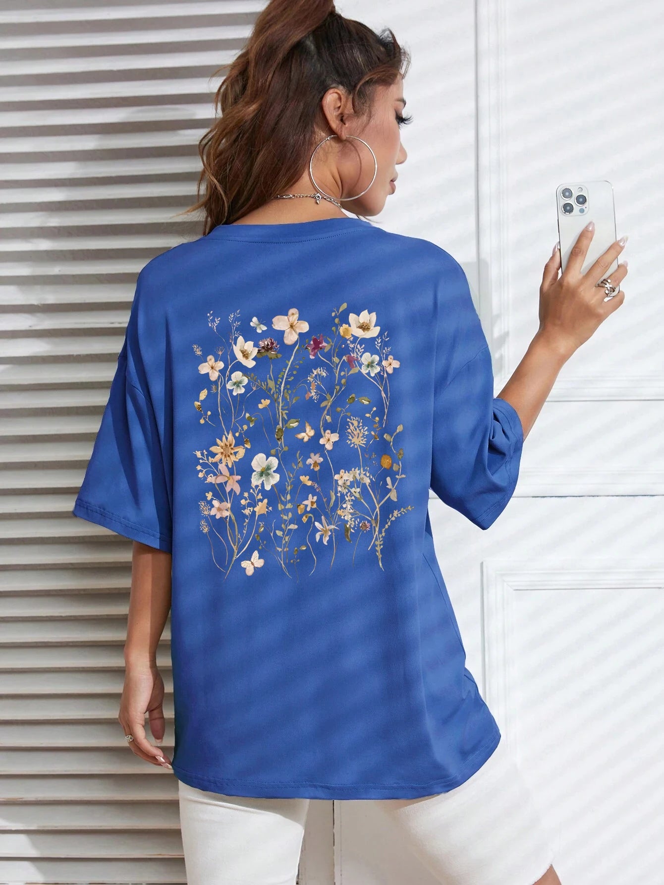 T-Shirt Femme Coton Imprimé Fleurs Manches Courtes Ample Doux Respirant – Top Casual Confortable | Street Style