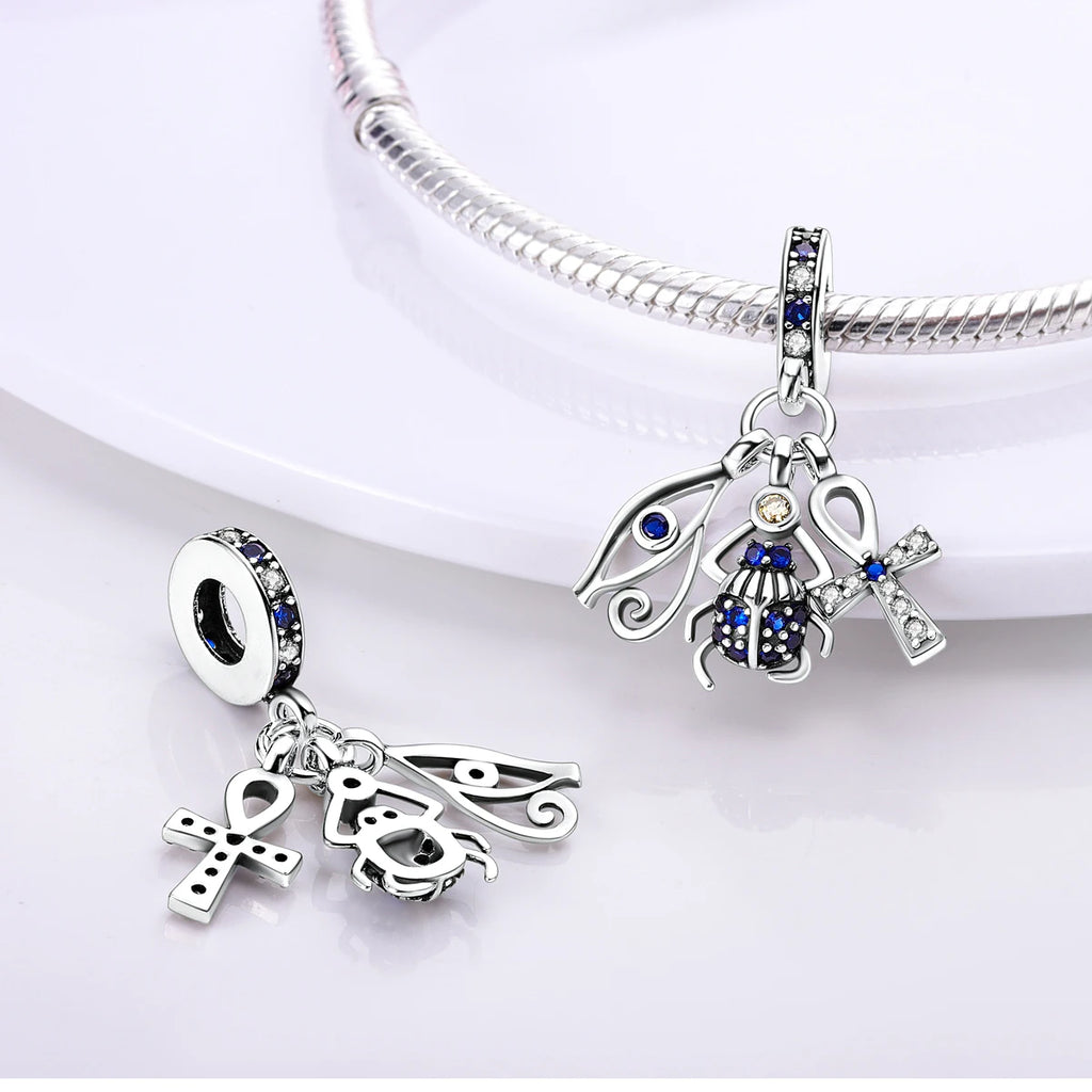 Charm Argent 925 Pendentif Croix, Ange, Pyramide & Pharaon – Breloque Spirituelle & Symbolique DIY | Compatible Bracelet Original | Bijou Personnalisé