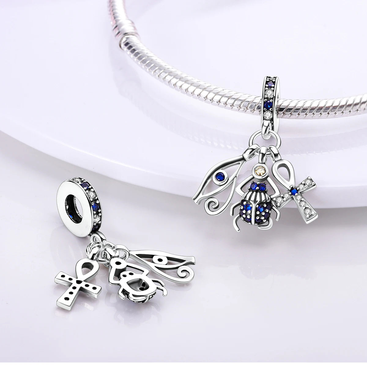 Charm Argent 925 Pendentif Croix, Ange, Pyramide & Pharaon – Breloque Spirituelle & Symbolique DIY | Compatible Bracelet Original | Bijou Personnalisé