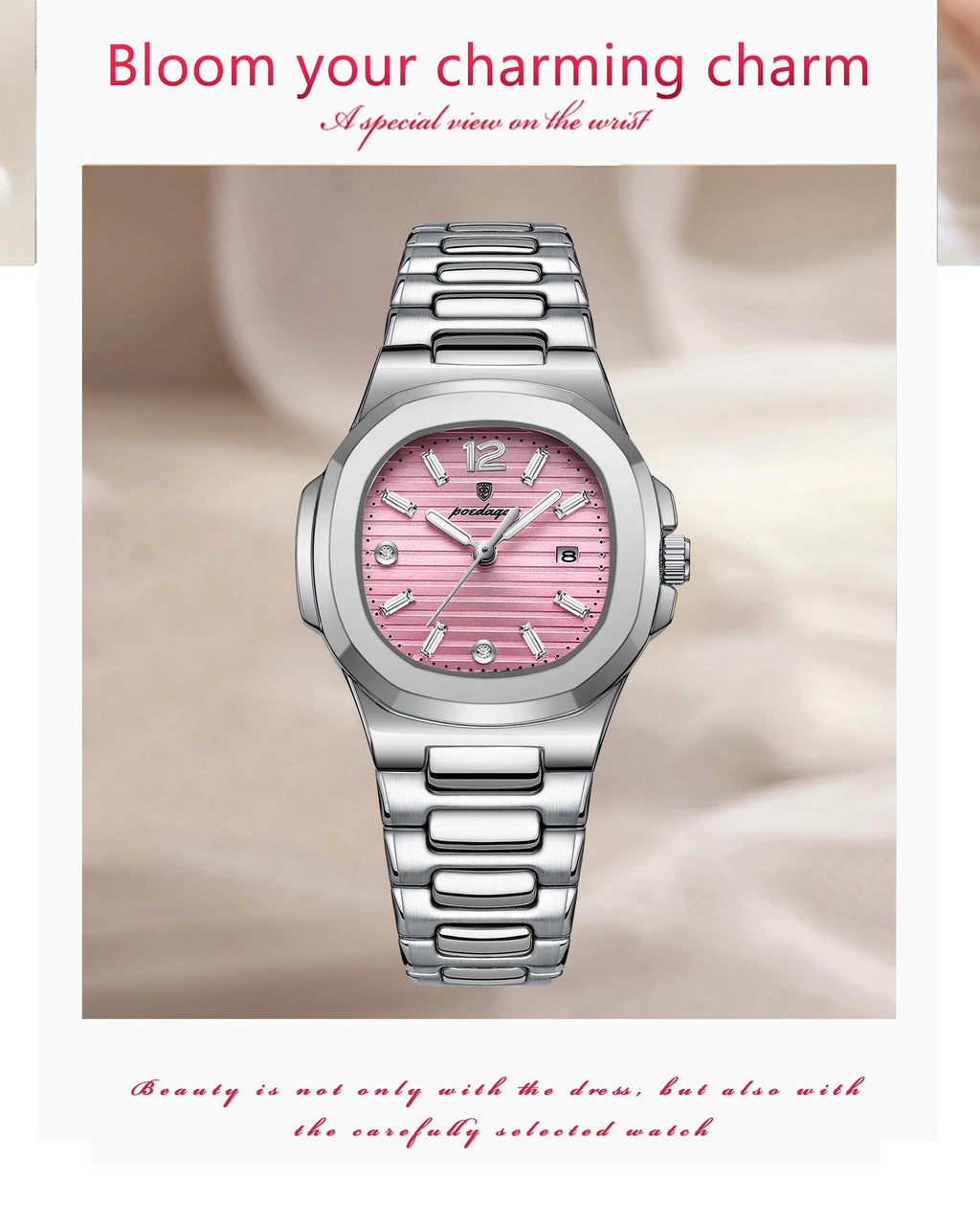 Montre Femme POEDAGAR Carrée Fashion Quartz – Lumineuse Étanche Date Luxe Haute Qualité