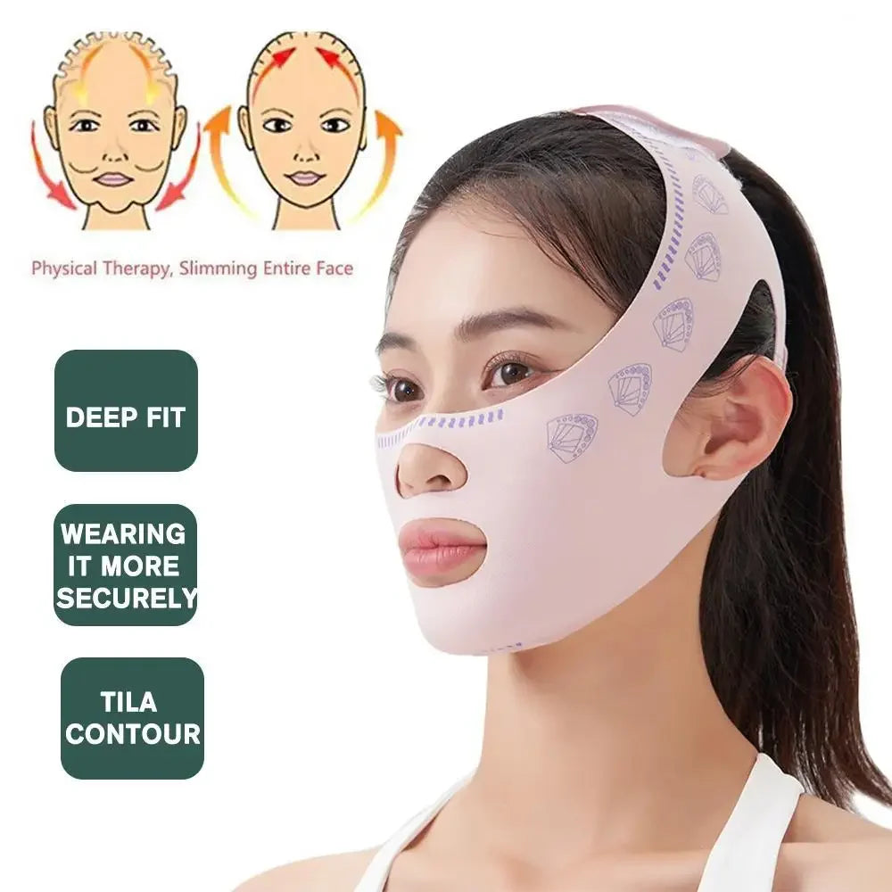 Bandage Lifting Visage V-Line – Masque Affinant Menton & Joues Anti-Rides | Soin Nuit Sculptant