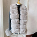 Damen Cardigan Strick Kragen Kunstpelz Fuchs Elegant – Chic & Luxuriöser Pullover Mantel | Frühling Herbst