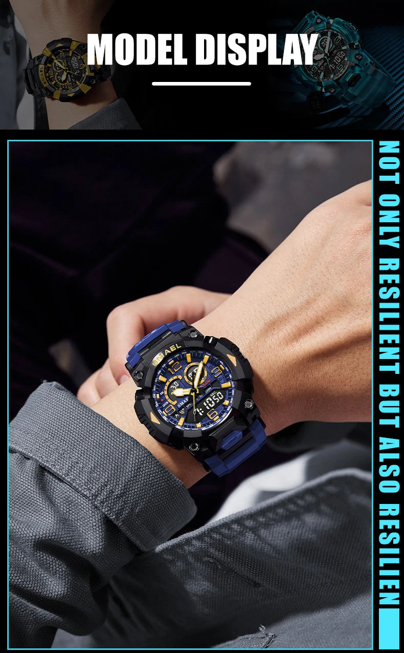 Montre Homme SMAEL 8099 Militaire Digital Sport – Étanche 50M LED Chronographe Antichoc
