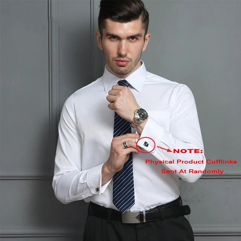 Chemise Homme Classique Poignets Français Manches Longues Coupe Standard – Formelle Business Mariage Bureau Blanche Élégante | Mode Homme Premium
