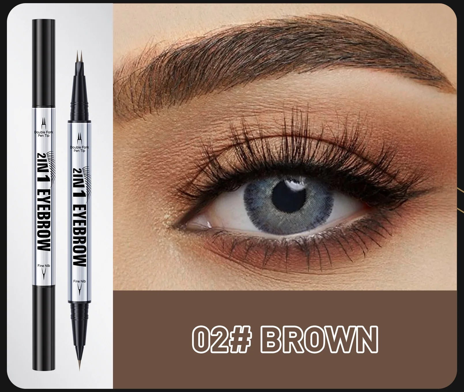 Crayon Sourcils Double Embout Waterproof – Liquide Courbé 2-en-1 Fourchette & Pinceau Précis | Maquillage Sourcils Longue Tenue