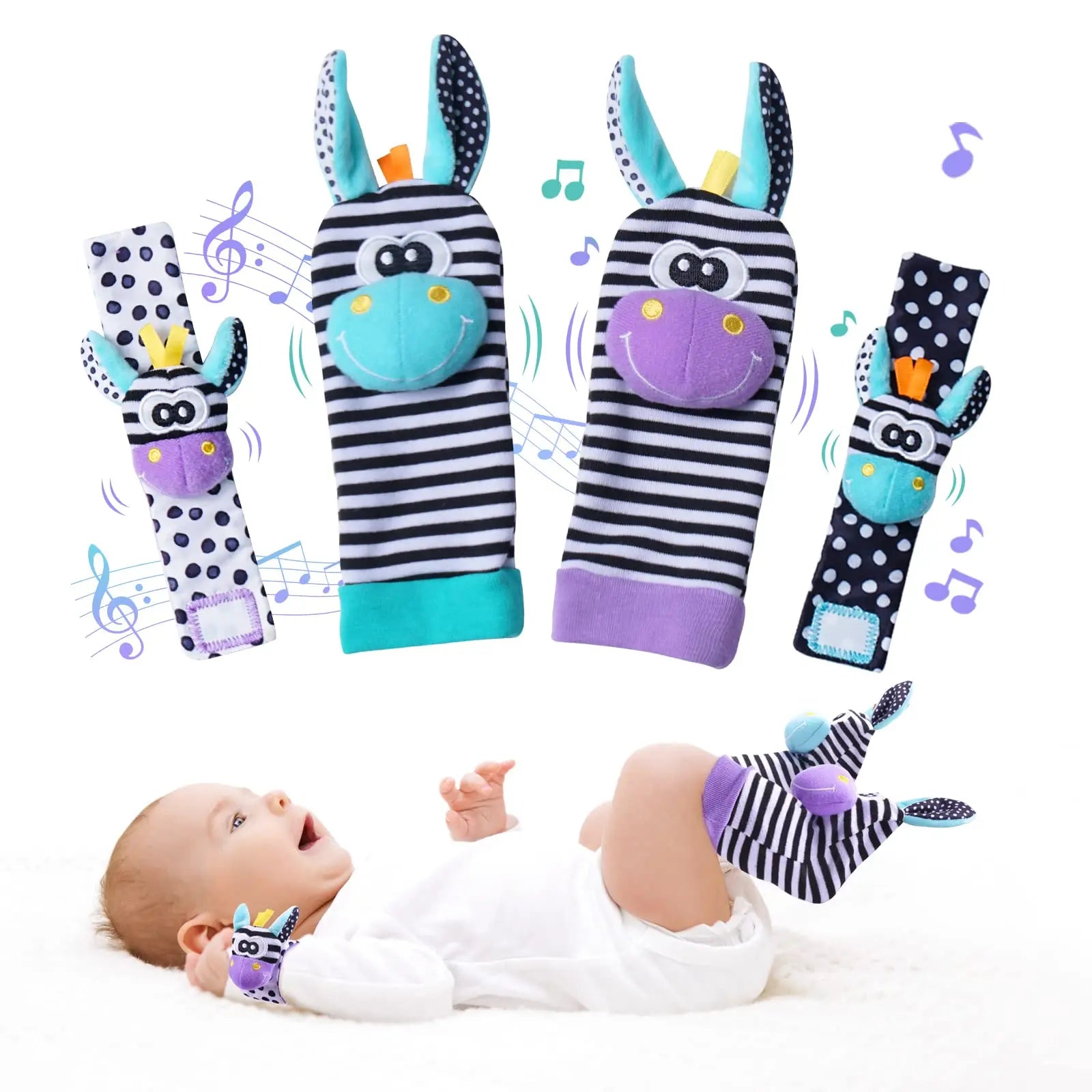 Baby-Rassel- und Socken-Set – Entdeckungsspielzeug für Neugeborene 0-12 Monate, Baby-Geschenk zur Geburt