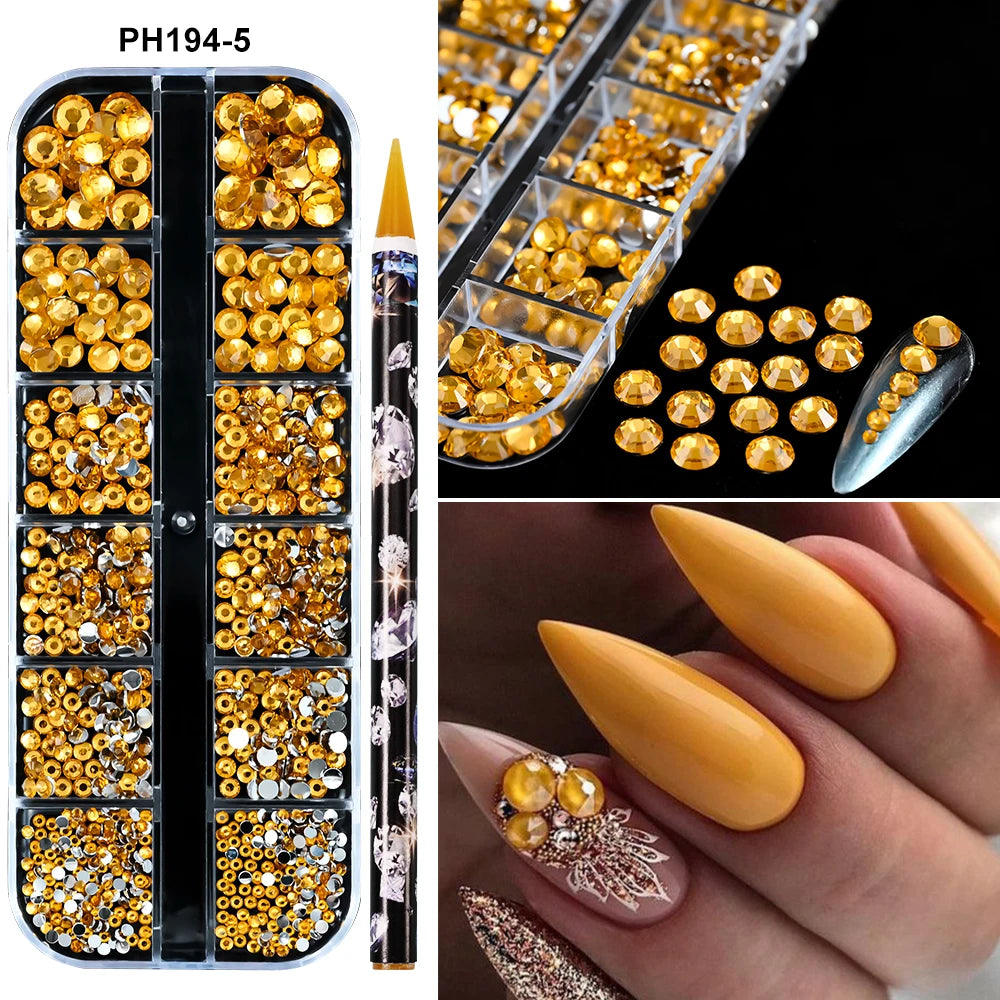 Strass Nail Art 3D Colorés – Diamants Plats Ronds | Déco Ongles DIY