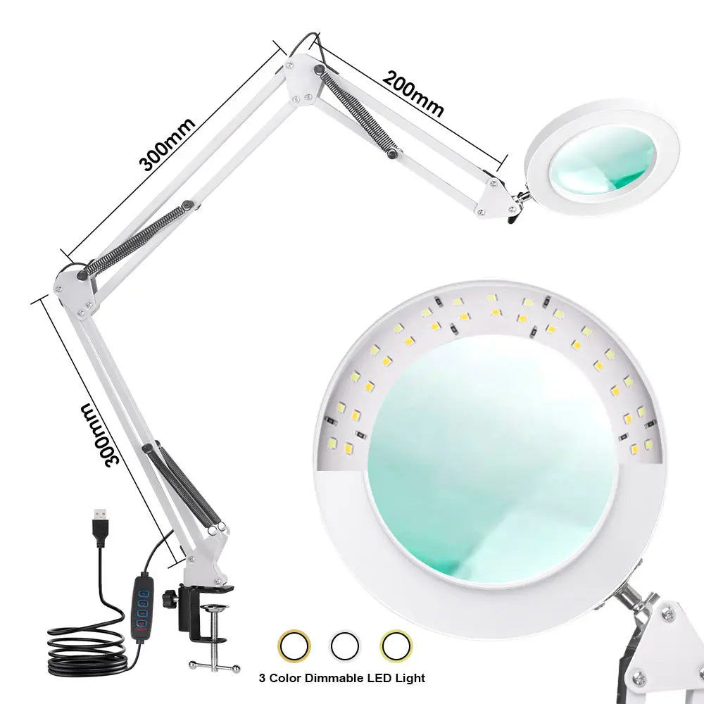 Professionelle LED-Lupenleuchte 72 LEDs – 3 Farben, 8X/10X Vergrößerung, USB | Präzisionsreparatur & Schönheitspflege