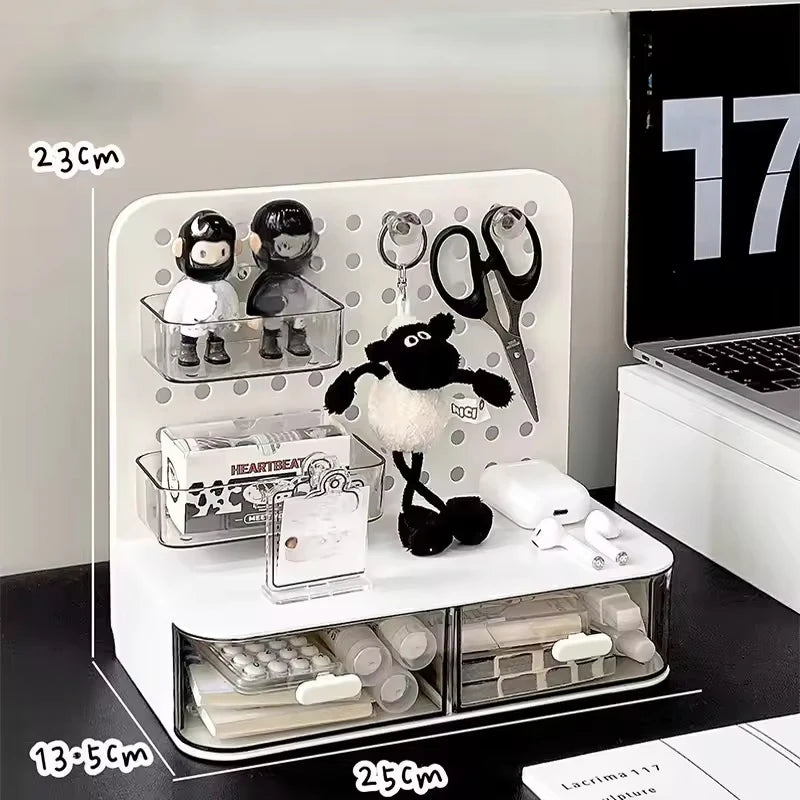 Organisateur Bureau Adorable Cream Style – Crochet Tiroir Tableau Perforé Porte-Cartes Papeterie