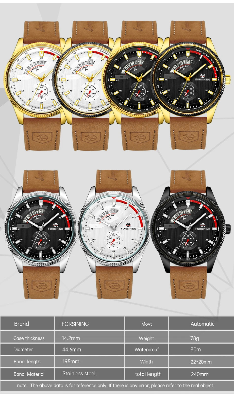 Montre Homme FORSINING Mécanique Automatique Chronographe Calendrier Cuir & Acier – Luxe Haute Qualité