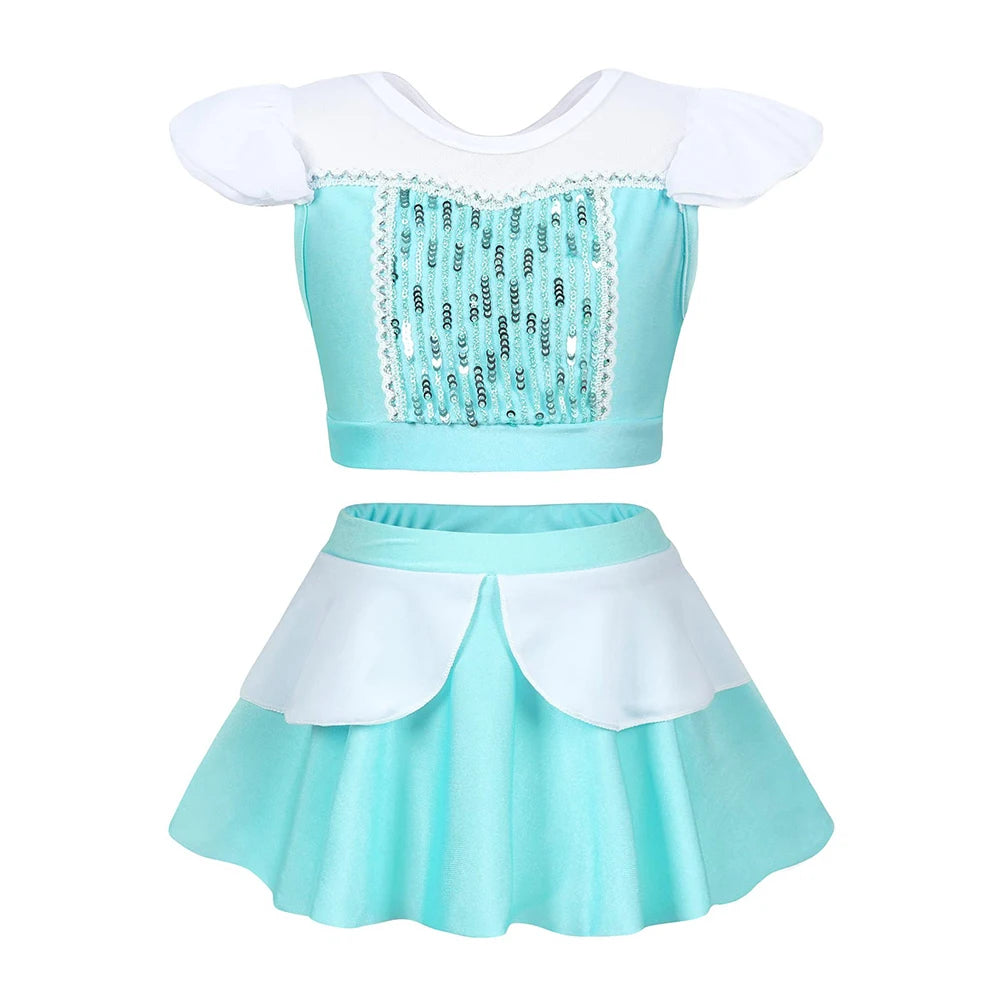 Maillot de Bain Fille Princesse Sirené – Costume Plage Piscine Été Enfant Anna Elsa Raiponce Mirabel