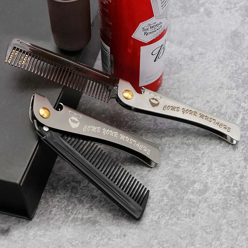 Peigne Pliable Barbe Moustache Massage – Brosse Cheveux Pocket Clip Fait Main Unisexe