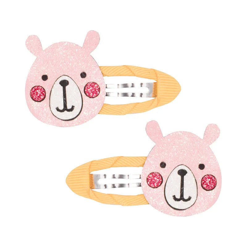 Lot 2 Barrettes Fille Bébé Motifs Adorables – Pinces Cheveux Enfant Animal Fruit Fleur Lapin Kitty