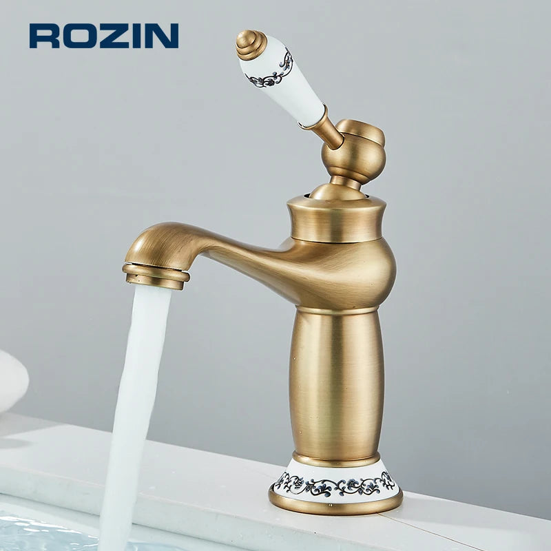 Robinet Lavabo Laiton Antique Style Classique – Mitigeur Mono-Commande Eau Chaude & Froide | Vasque Salle de Bain