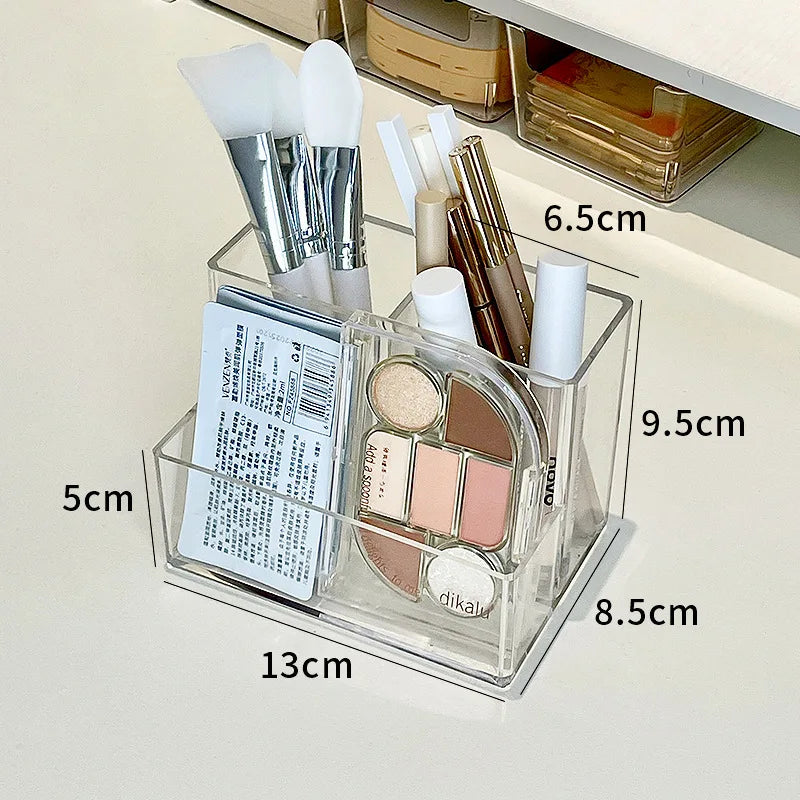Boîte Acrylique Organisateur Maquillage 3-5 Grilles – Pot Pinceaux & Bijoux | Bureau & Coiffeuse