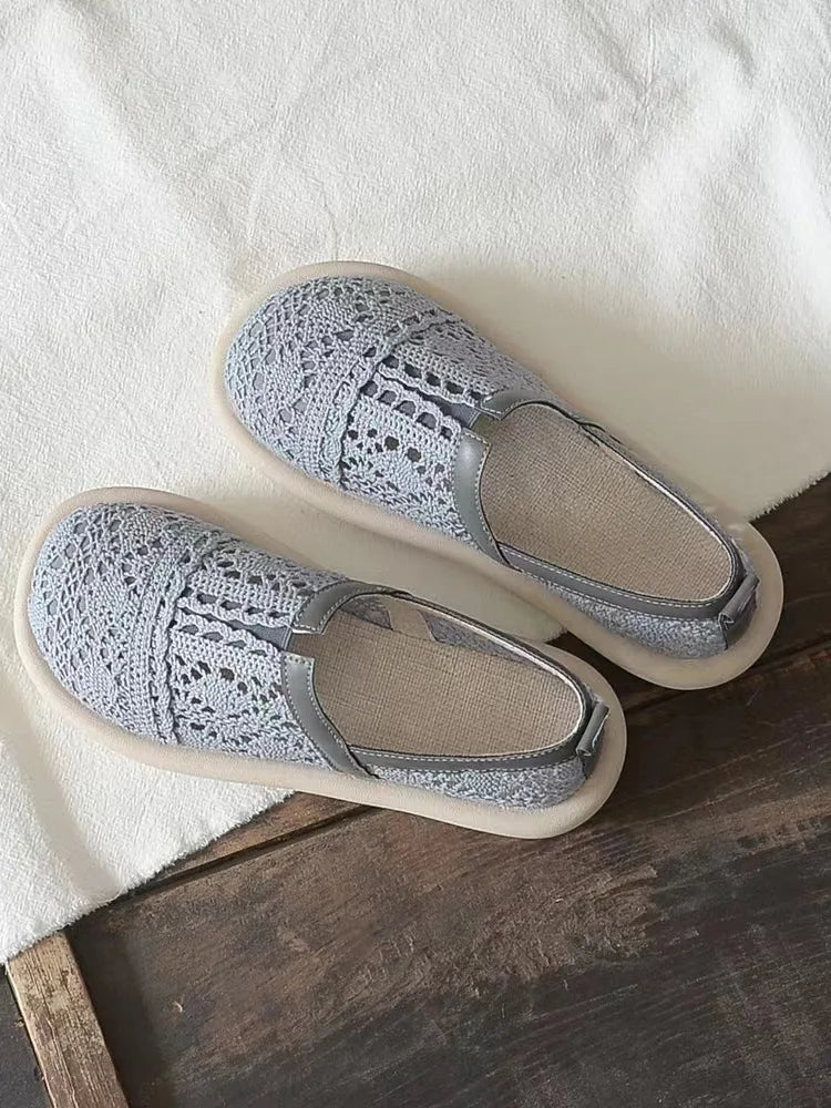 Chaussures Mesh Hollow Respirantes Retro Plates Femme – Sandales Littéraires Été 2023