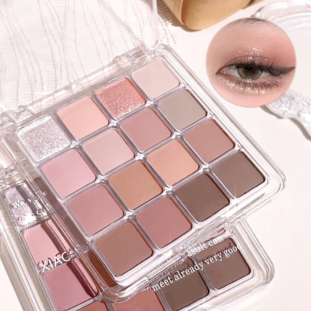 Palette Fard à Paupières 16 Couleurs Sunset Magic – Perle & Mat Tons Terre | Maquillage Coréen Yeux