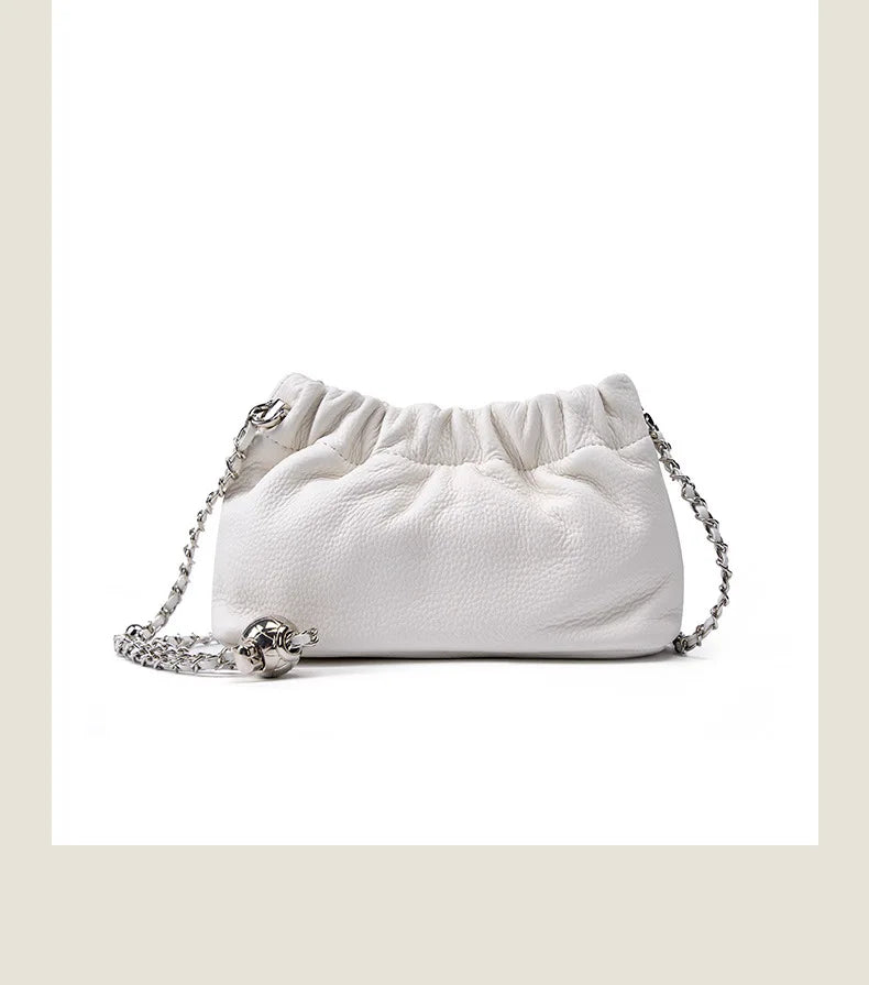 Sac Nuage Cuir Véritable Femme – Mini Sac Épaule Crossbody Chaîne Style Coréen Luxe