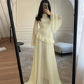 Robe Maxi Femme Chiffon Unie Volants Manches Papillon Col Rond – Élégante Soirée & Gala | 2025