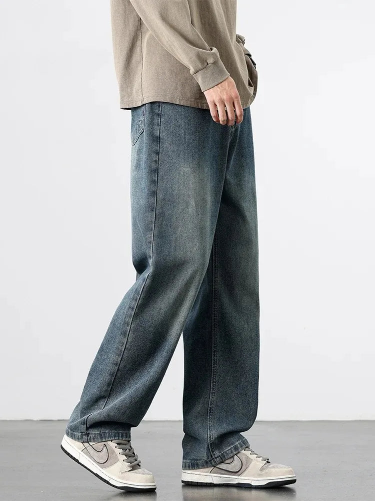 Jean Homme Droit Baggy Large Jambe Retro Américain Streetwear Korean Fashion Loose Denim Casual Printemps Automne Tendance – Jean Premium Wide Leg Urban | Mode Homme Streetwear Premium