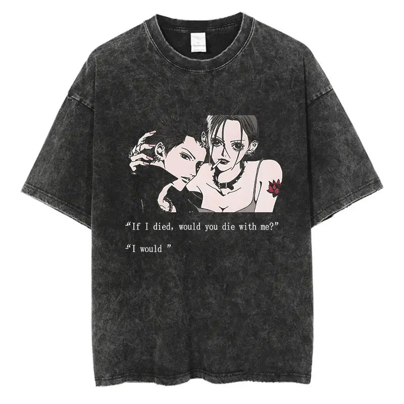 T-Shirt Anime Nana Osaki Imprimé Vintage Washed Harajuku Streetwear Graphique Été Manches Courtes Coton Unisexe – Tee Manga Japonais Tendance | Mode Streetwear Anime Premium