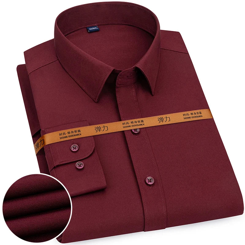 Chemise Homme Slim Fit Couleur Unie – Business Casual Classique Manches Longues Légère | Mode Homme Premium