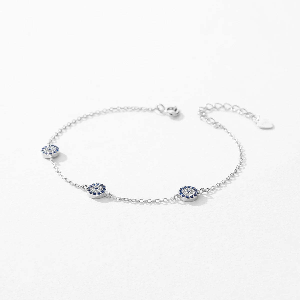 Bracelet Argent 925 Pur MODIAN Luxe – Yeux Turquoise Bleu & Zircon Cubique Cristal Transparent | Bijou Fin Femme Chaîne Maille Élégante & Hypoallergénique