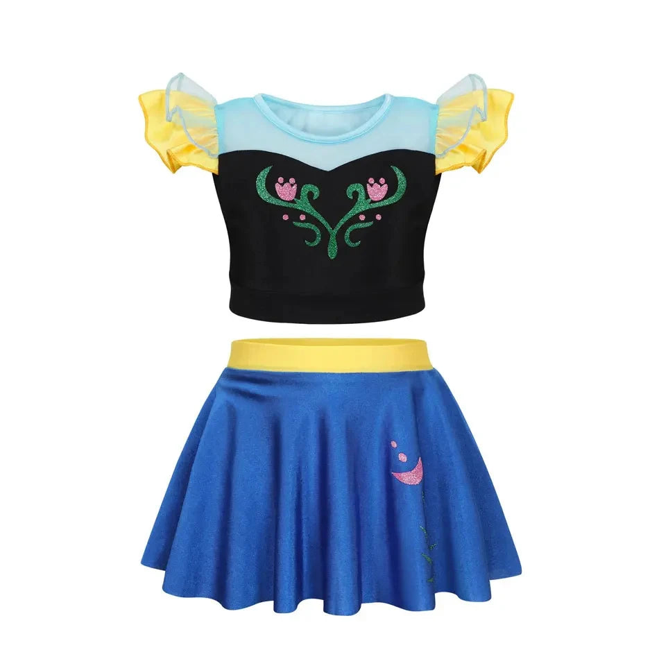 Maillot de Bain Fille Princesse Sirené – Costume Plage Piscine Été Enfant Anna Elsa Raiponce Mirabel