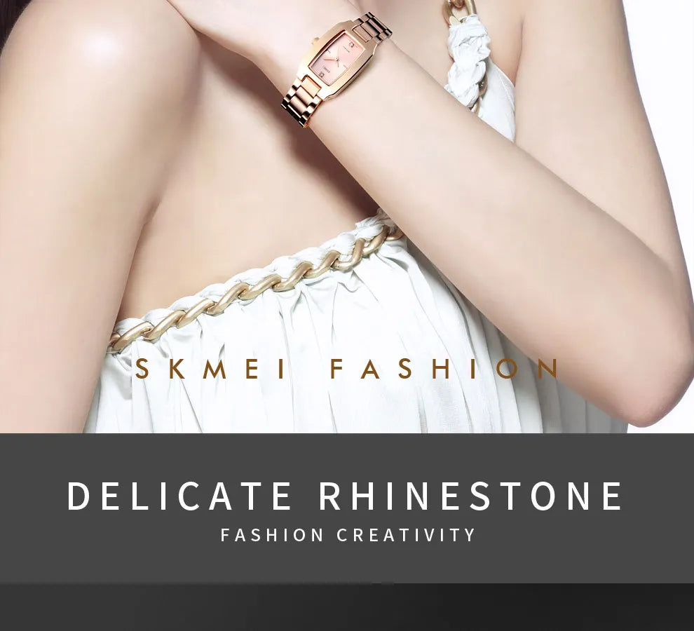 SKMEI Damen Luxusuhr Strass Silber Quarz Wasserdicht – Fein & Elegant Fashion Casual
