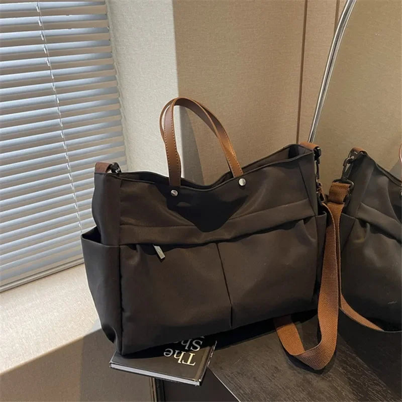 Grand Sac Cabas Nylon Femme – Tote Bag Stylish Bandoulière & Épaule | Voyage, Business, Fitness & Shopping | Léger & Résistant