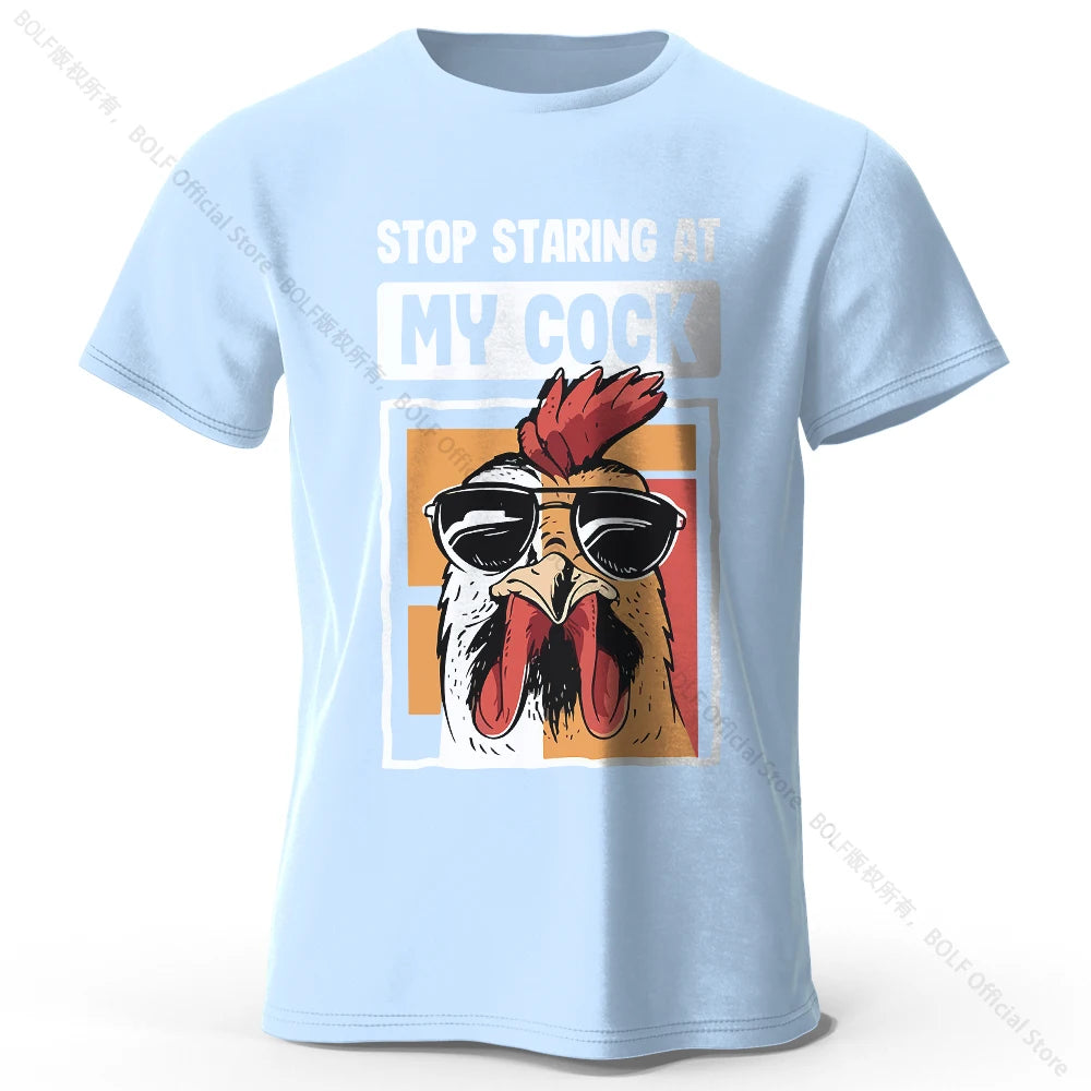 T-Shirt Humour Coq Imprimé Drôle 100% Coton Oversized Unisexe Homme Femme Été – Tee Graphique Funny Casual Streetwear | Mode Unisexe Tendance