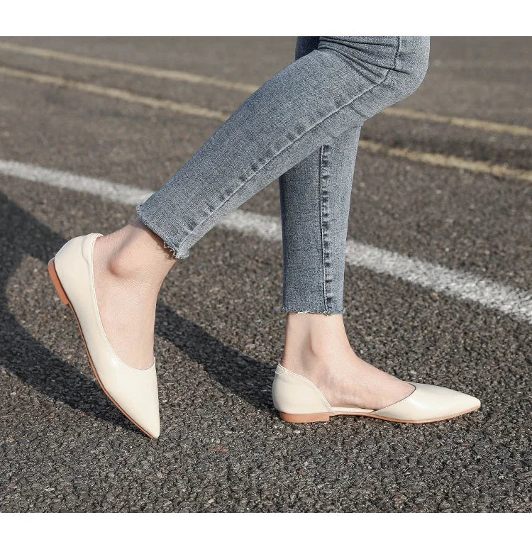 Ballerines Bout Pointu Flock Slip-on 2025 – Talon Plat Couleur Unie Tailles 31 à 46