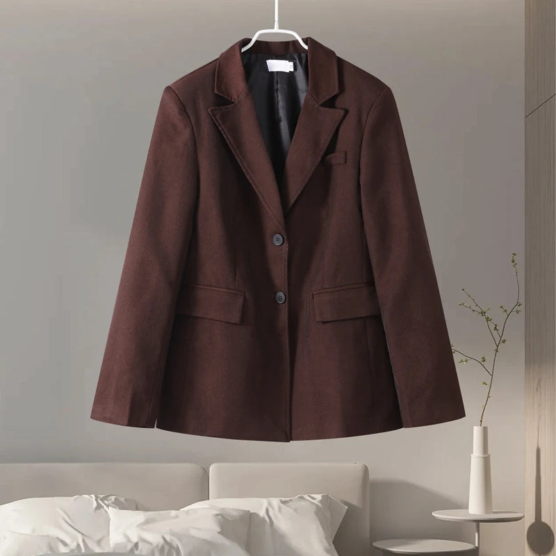 Ensemble Blazer Mini Jupe Femme Élégant – Col Revers Manches Longues Slim Uni | Tenue Bureau Chic 2025